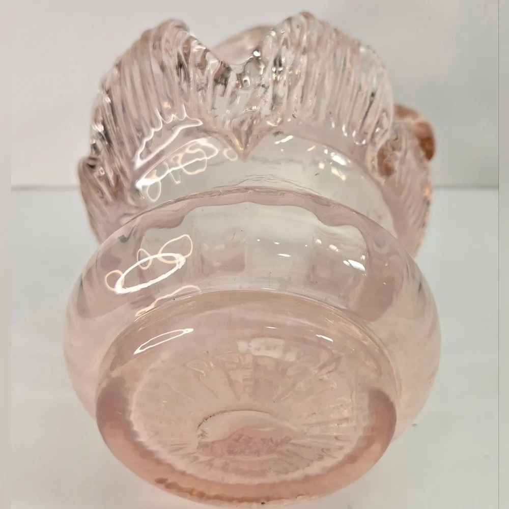 Vintage Art Glass Bonbonniere Basket Dish Pink Cloud 7" Tall - Picture 7 of 7